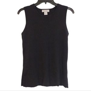 Eddie Bauer Black Merino Wool Knit Tank Top Medium Round Neckline